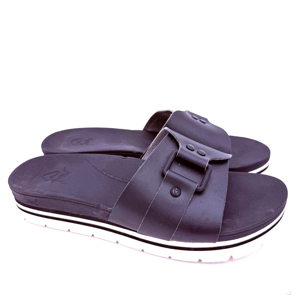 Reef Women's Black Horizon Hi Slide Sandals Size 10